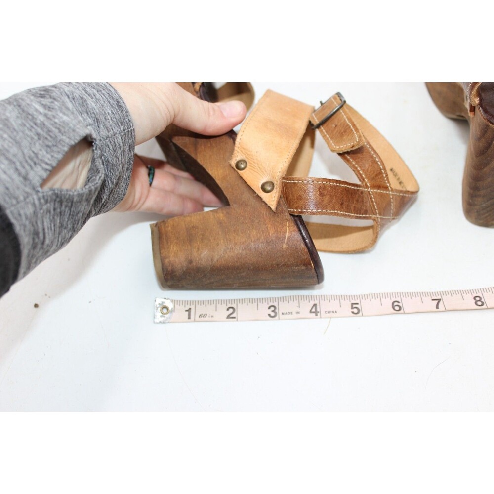 Bed Stu SOPHIE Platform Heel Sandals Distressed Leather Boho Size 6 Discontinued - Picture 9 of 11